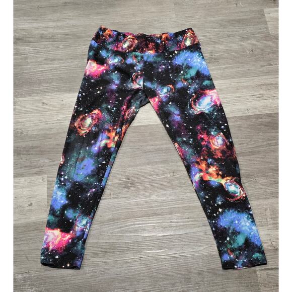 No Boundaries Vibrant Multi Color Space & Purple Galaxy All Over Print Leggings - Picture 3 of 10